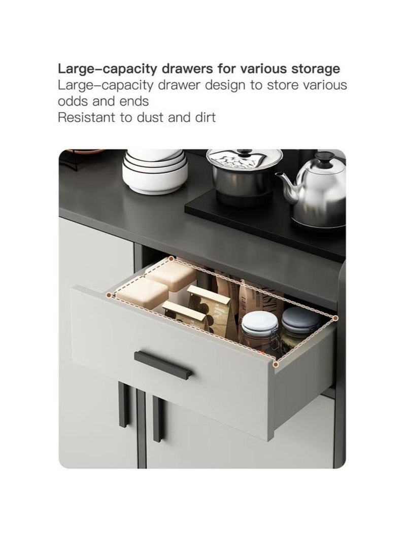 لاكجوري هوم زاوية قهوة حديثة، خزانة عملية ذات سعة تخزين كبيرة لغرفة المعيشة وغرفة الطعام والمكتب خزانة تخزين جانبية للمطبخ، قائمة بذاتها ، لون رمادي - Image 5